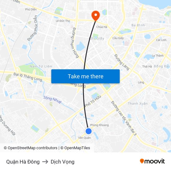 Quận Hà Đông to Dịch Vọng map