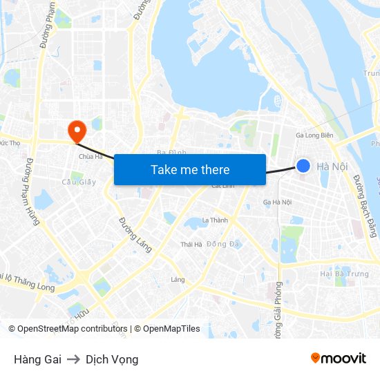 Hàng Gai to Dịch Vọng map