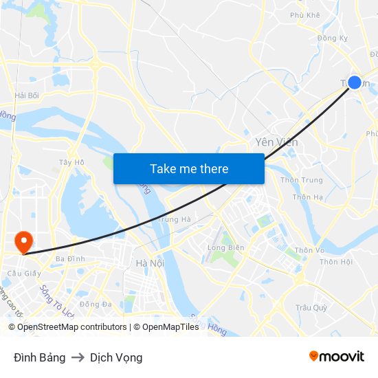 Đình Bảng to Dịch Vọng map