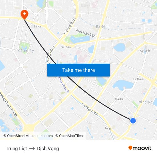 Trung Liệt to Dịch Vọng map