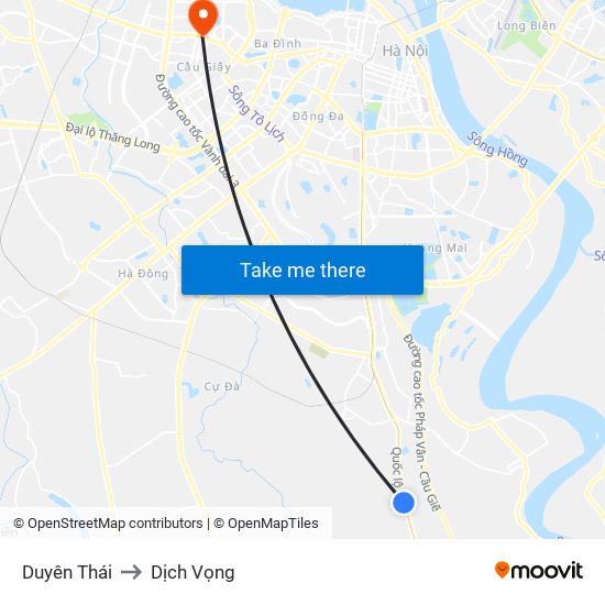 Duyên Thái to Dịch Vọng map