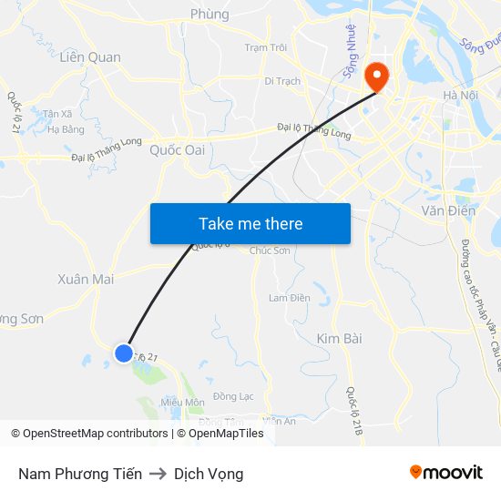 Nam Phương Tiến to Dịch Vọng map