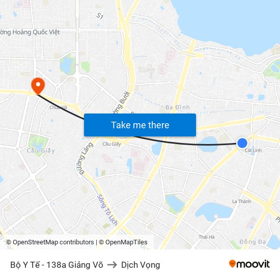 Bộ Y Tế - 138a Giảng Võ to Dịch Vọng map