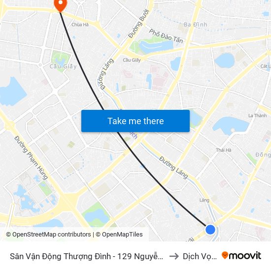 Sân Vận Động Thượng Đình - 129 Nguyễn Trãi to Dịch Vọng map