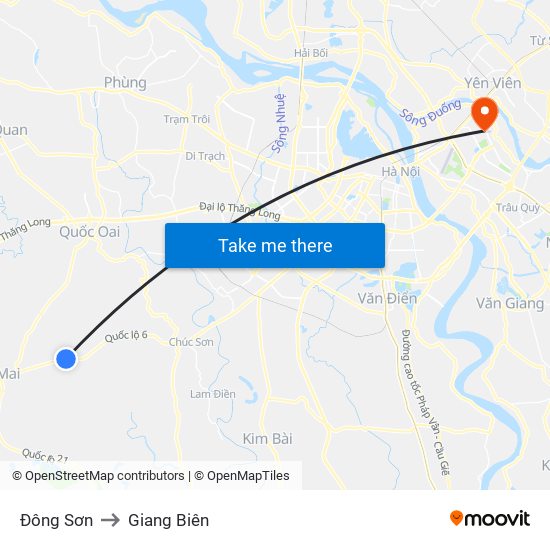 Đông Sơn to Giang Biên map