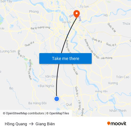 Hồng Quang to Giang Biên map