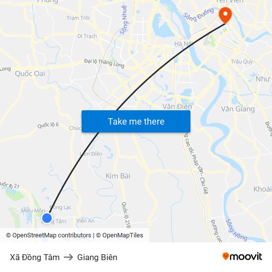 Xã Đồng Tâm to Giang Biên map