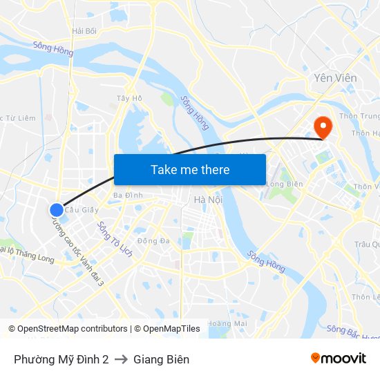 Phường Mỹ Đình 2 to Giang Biên map