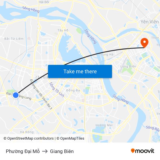 Phường Đại Mỗ to Giang Biên map