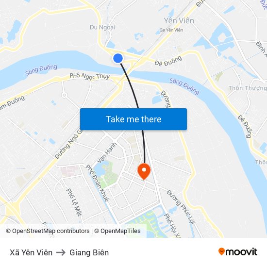 Xã Yên Viên to Giang Biên map