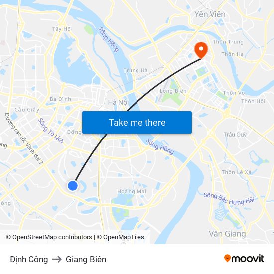 Định Công to Giang Biên map