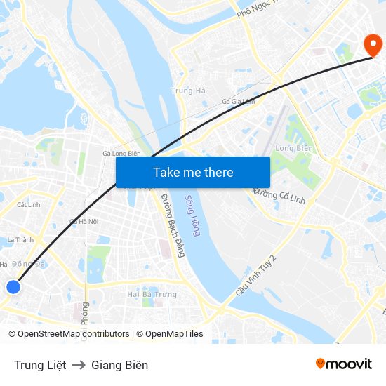 Trung Liệt to Giang Biên map