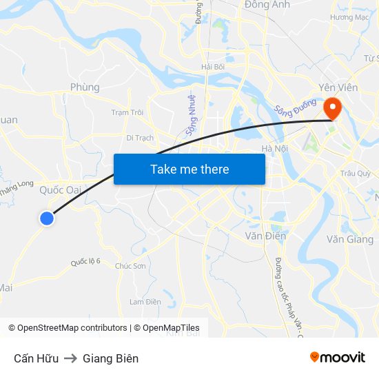 Cấn Hữu to Giang Biên map