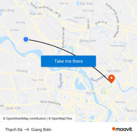 Thạch Đà to Giang Biên map