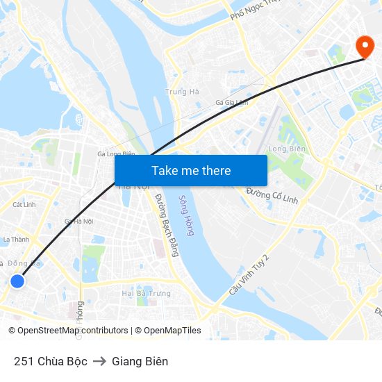 251 Chùa Bộc to Giang Biên map