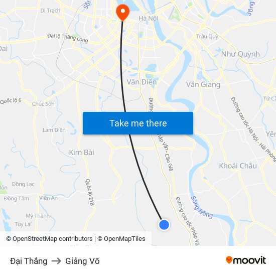 Đại Thắng to Giảng Võ map