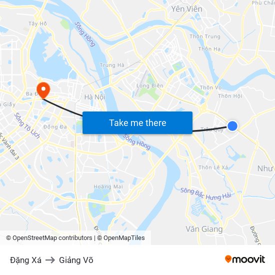 Đặng Xá to Giảng Võ map