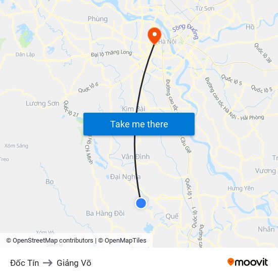 Đốc Tín to Giảng Võ map