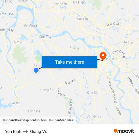 Yên Bình to Giảng Võ map