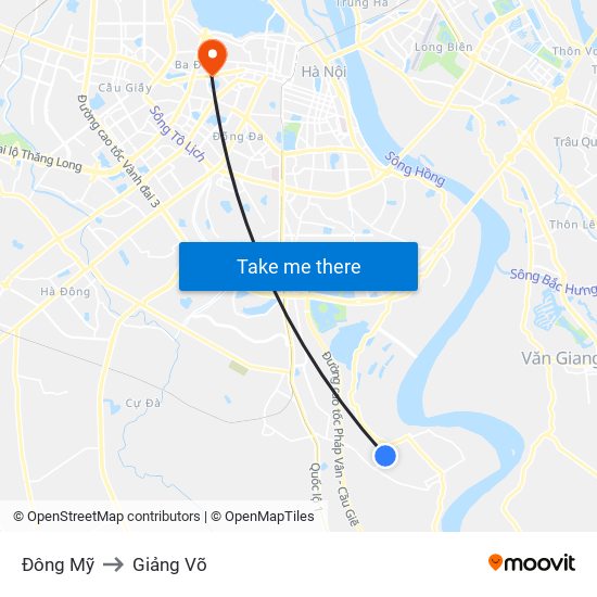 Đông Mỹ to Giảng Võ map