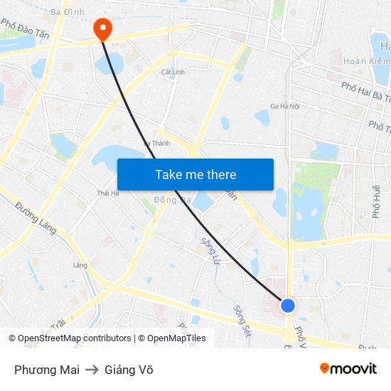 Phương Mai to Giảng Võ map