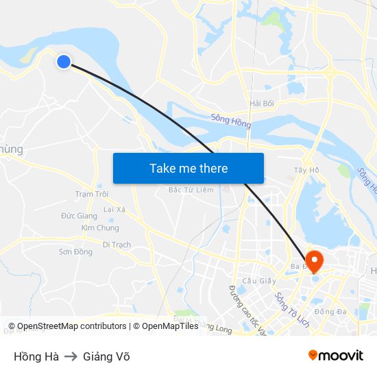 Hồng Hà to Giảng Võ map