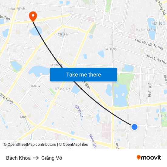 Bách Khoa to Giảng Võ map