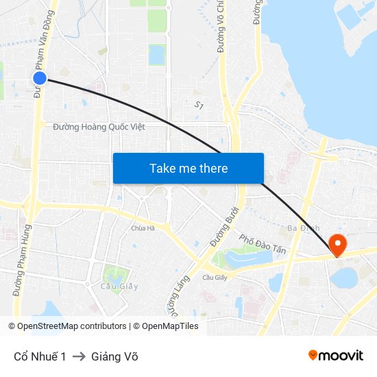 Cổ Nhuế 1 to Giảng Võ map