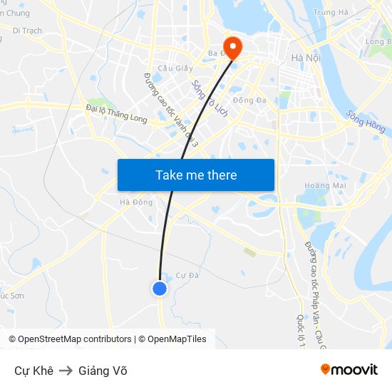 Cự Khê to Giảng Võ map