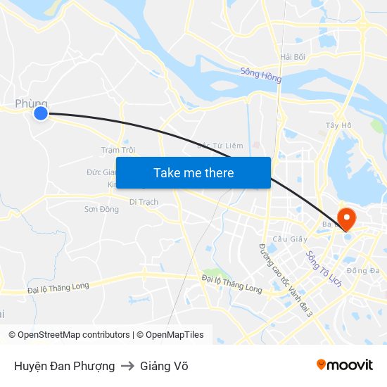 Huyện Đan Phượng to Giảng Võ map