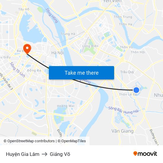 Huyện Gia Lâm to Giảng Võ map