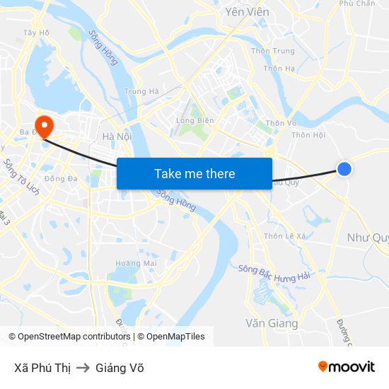 Xã Phú Thị to Giảng Võ map