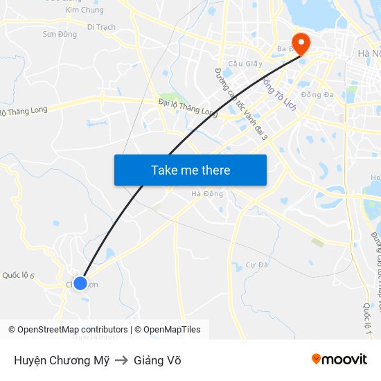 Huyện Chương Mỹ to Giảng Võ map