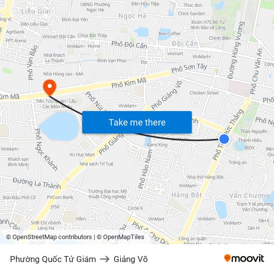 Phường Quốc Tử Giám to Giảng Võ map