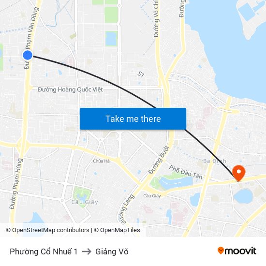 Phường Cổ Nhuế 1 to Giảng Võ map