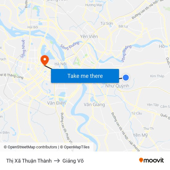 Thị Xã Thuận Thành to Giảng Võ map