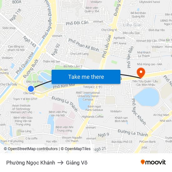 Phường Ngọc Khánh to Giảng Võ map