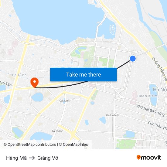 Hàng Mã to Giảng Võ map