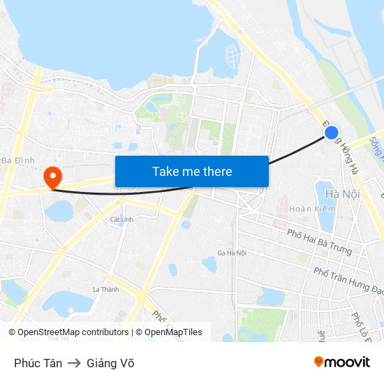 Phúc Tân to Giảng Võ map