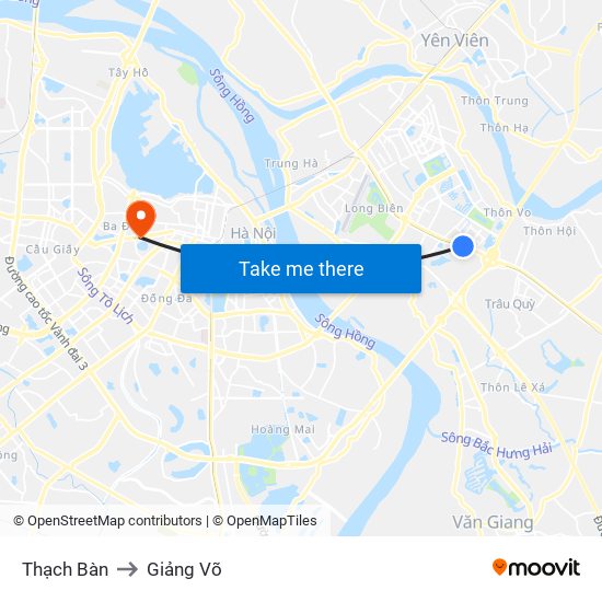 Thạch Bàn to Giảng Võ map