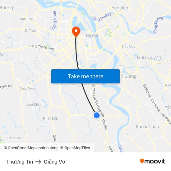 Thường Tín to Giảng Võ map