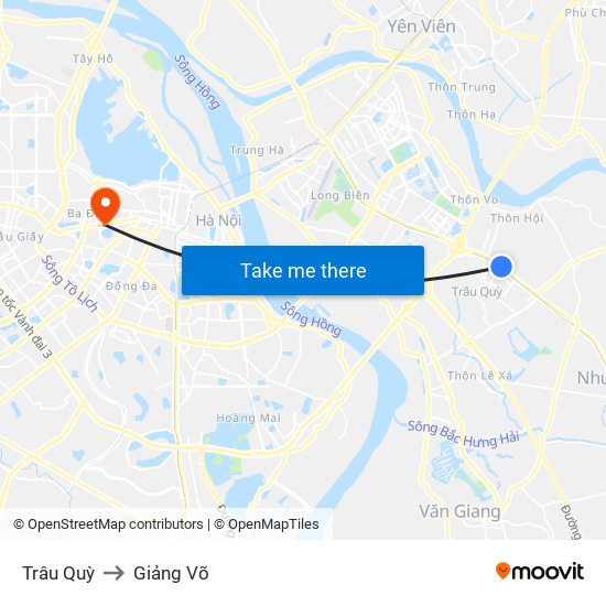 Trâu Quỳ to Giảng Võ map