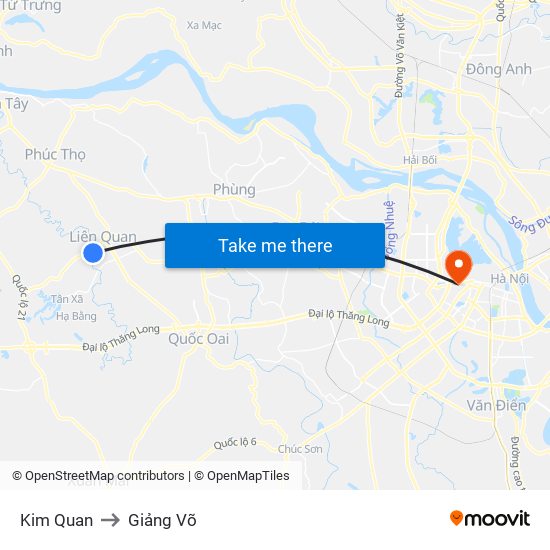 Kim Quan to Giảng Võ map