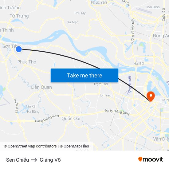 Sen Chiểu to Giảng Võ map