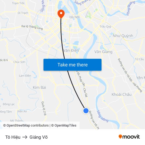 Tô Hiệu to Giảng Võ map