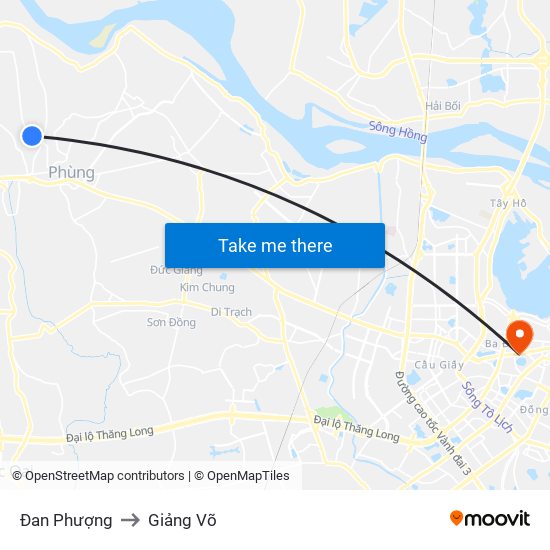 Đan Phượng to Giảng Võ map