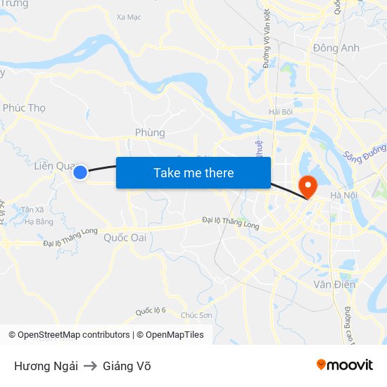 Hương Ngải to Giảng Võ map