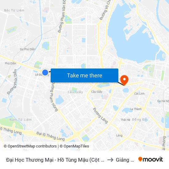 Đại Học Thương Mại - Hồ Tùng Mậu (Cột Sau) to Giảng Võ map