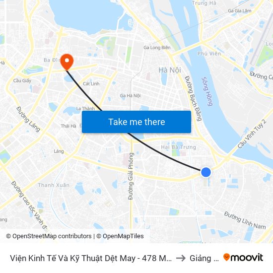 Viện Kinh Tế Và Kỹ Thuật Dệt May - 478 Minh Khai to Giảng Võ map