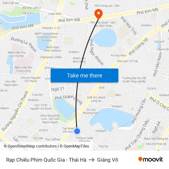 Rạp Chiếu Phim Quốc Gia - Thái Hà to Giảng Võ map